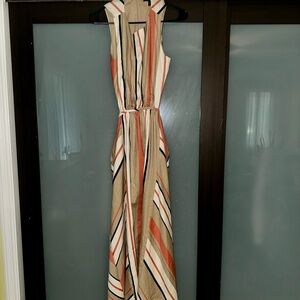 Banana Republic Linen Blend Dress with Red and Tan Stripes